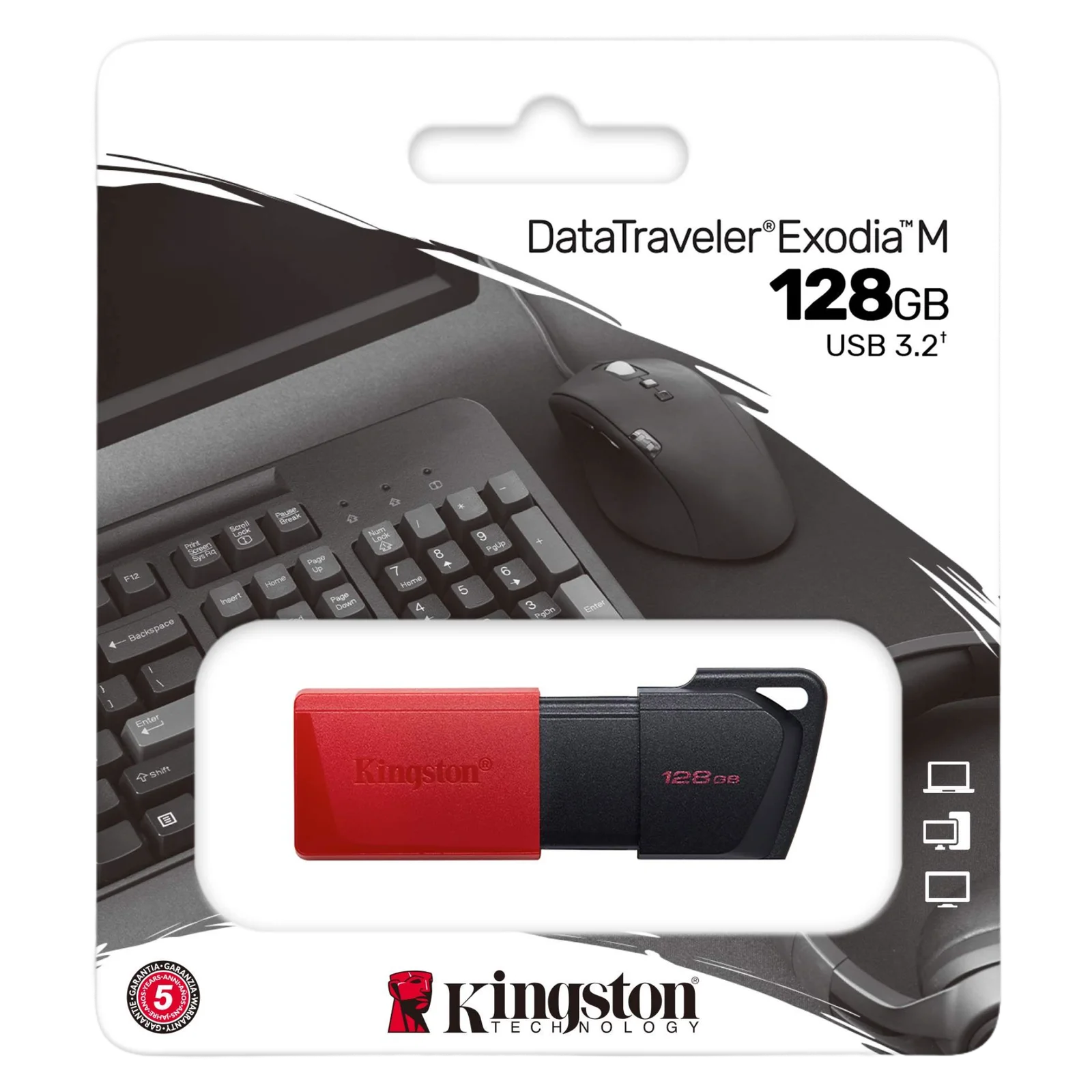 MEMORIA USB KINGSTON 128 GB 3.2 DTX EXODIA ROJA