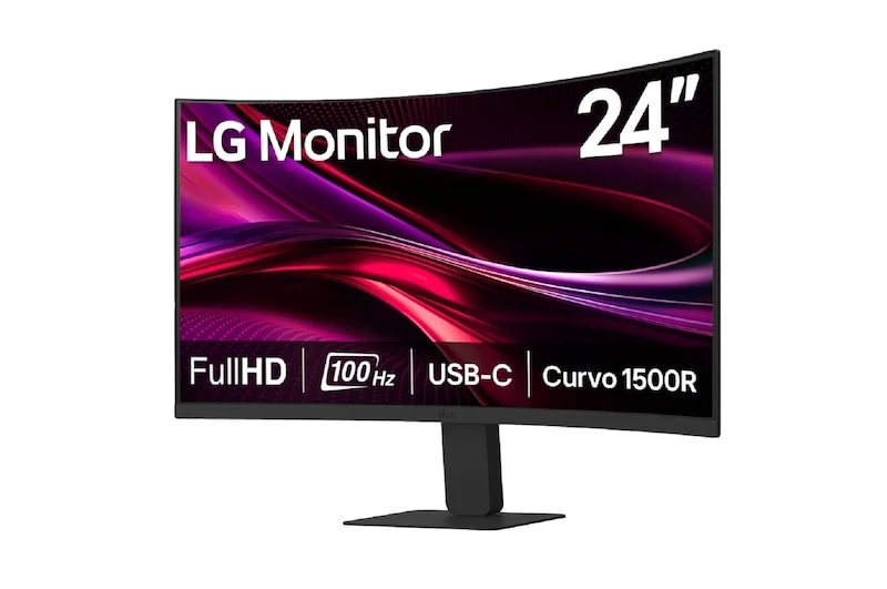 Monitor LG 24'' Curvo FHD de 100 Hz con USB-C Mejor Productividad